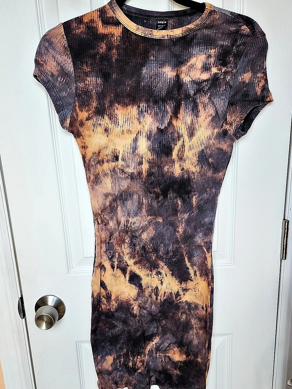 SHEIN Tie-Dye Midi Dress Brown & Black Size Large